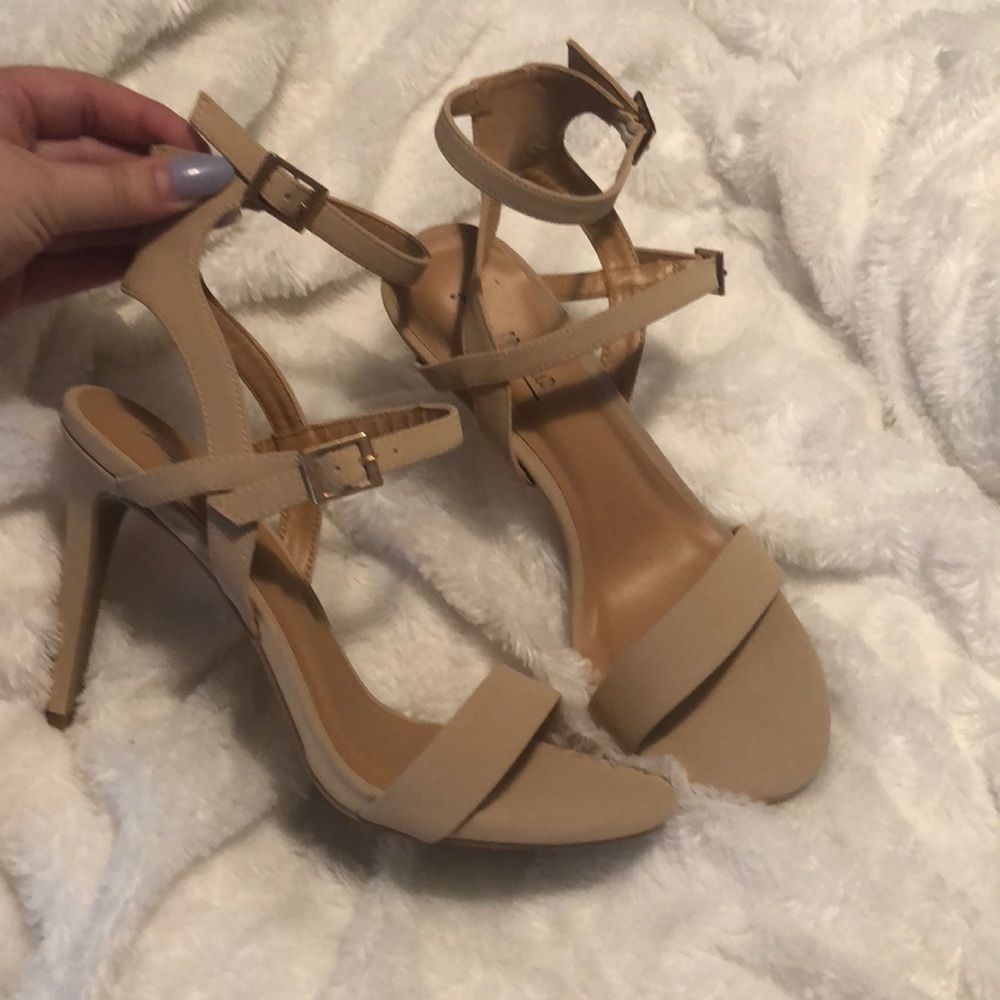 Strapped nude heels